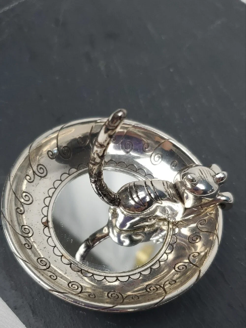 Brighton Silver-Tone Cat Ring Dish with Upright Tail